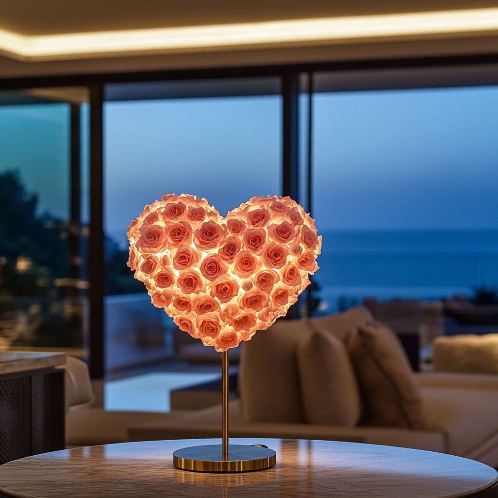 Heracles and Megara Orange Rose Heart Lamp - Imaginary Worlds