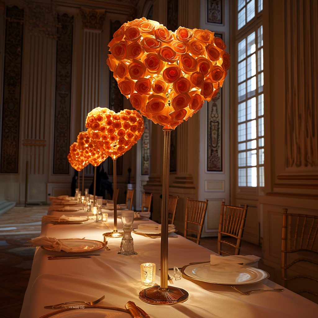 Heracles and Megara Orange Rose Heart Lamp - Imaginary Worlds