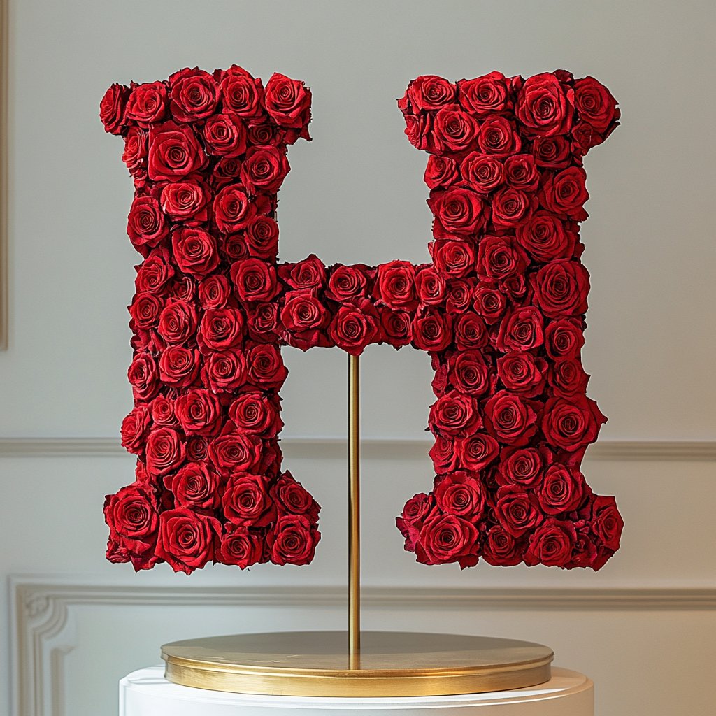 Hestia Red Rose Letter H Lamp - Imaginary Worlds