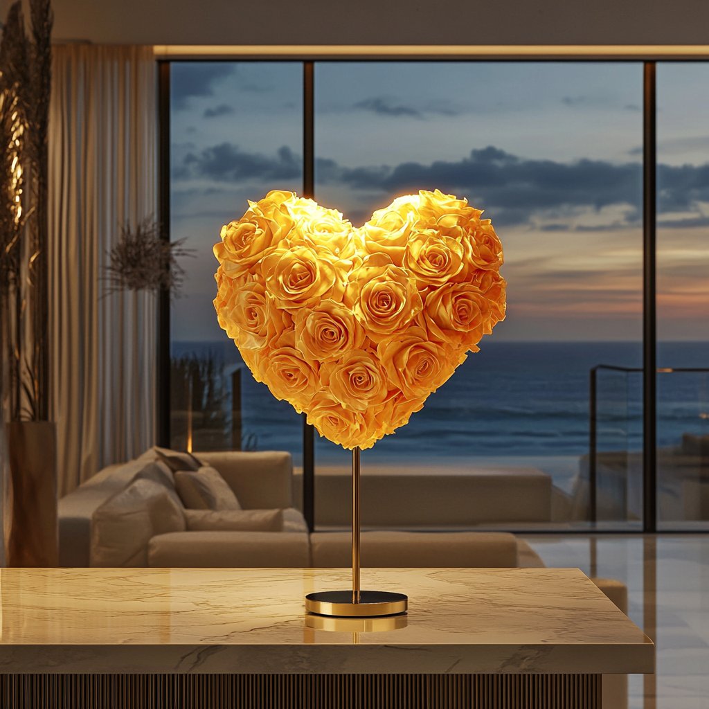 Icarus and Daedalus Yellow Rose Heart Lamp - Imaginary Worlds