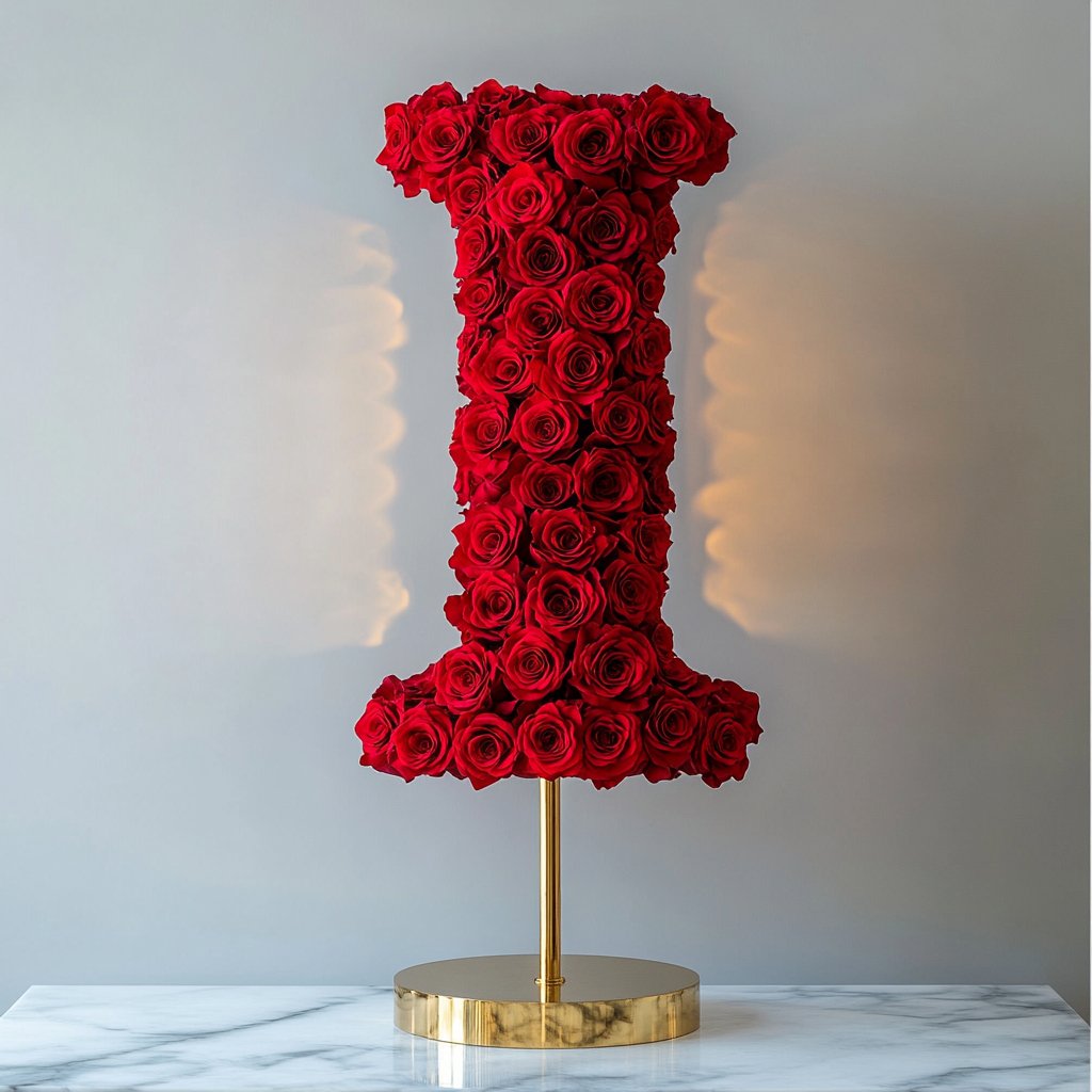 Icarus Red Rose Letter I Lamp - Imaginary Worlds