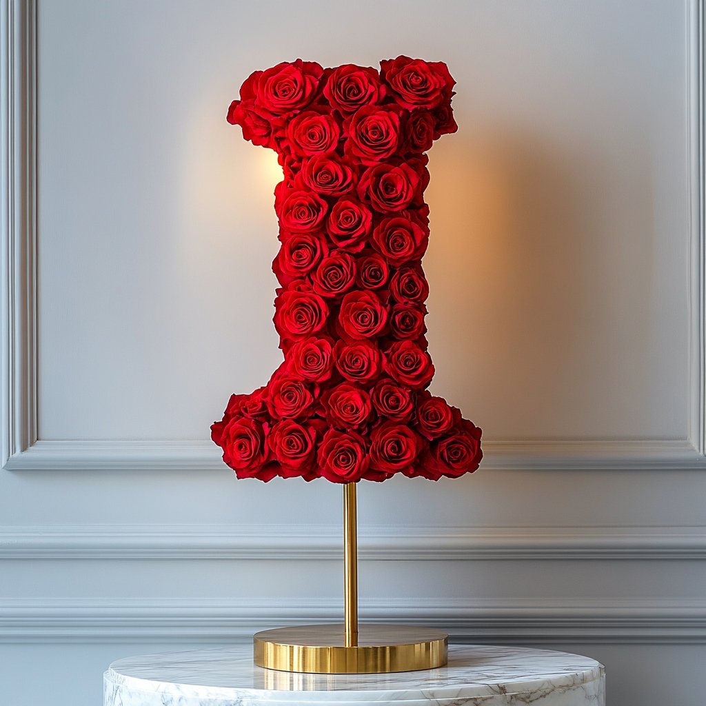 Icarus Red Rose Letter I Lamp - Imaginary Worlds