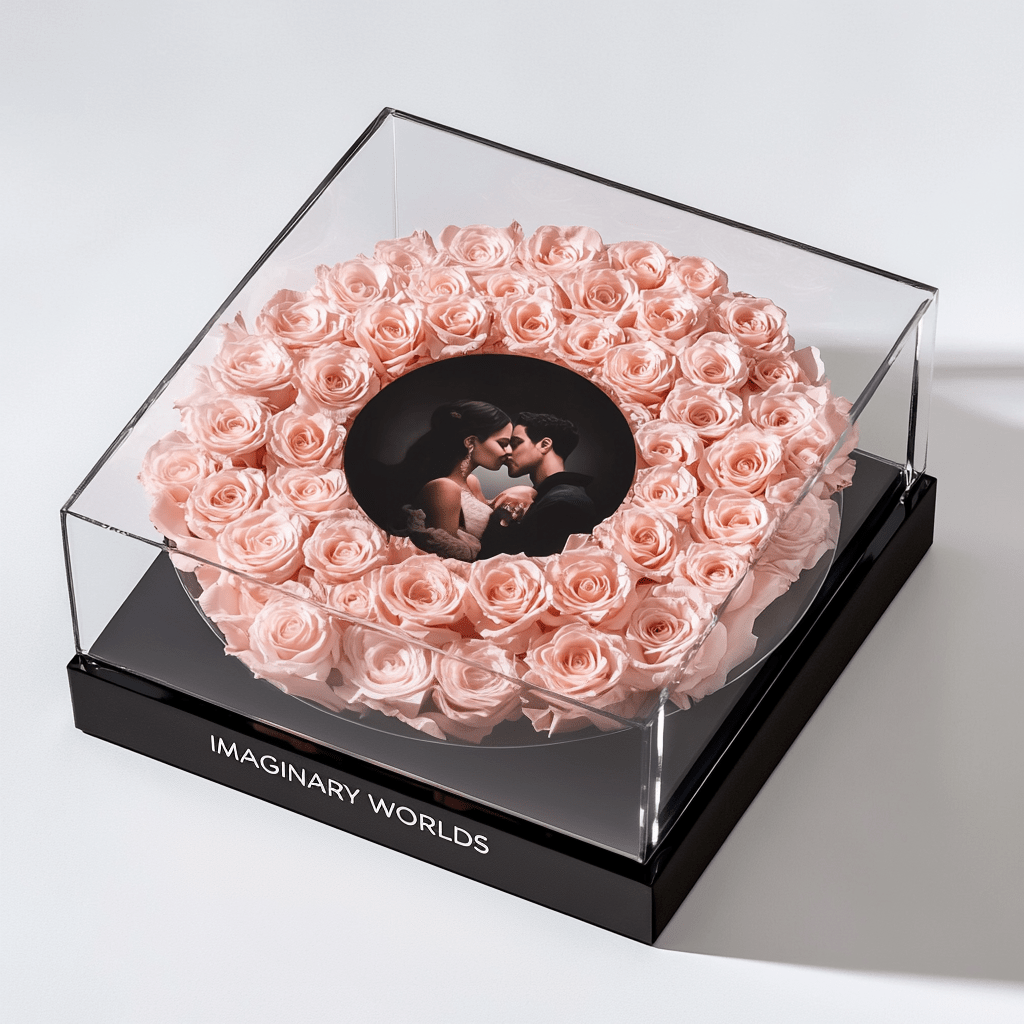 Imaginary Worlds Custom Vinyl Rose Box – Light Pink Roses Edition - Imaginary Worlds