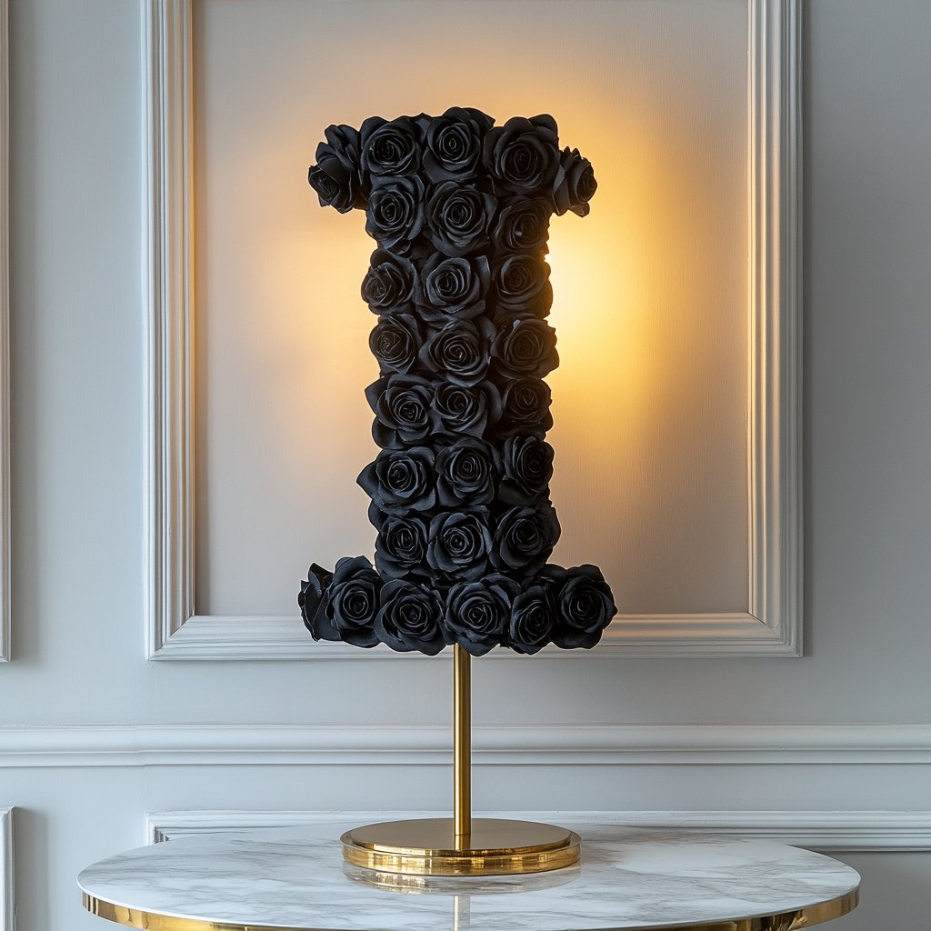 Iris Black Rose Letter I Lamp - Imaginary Worlds