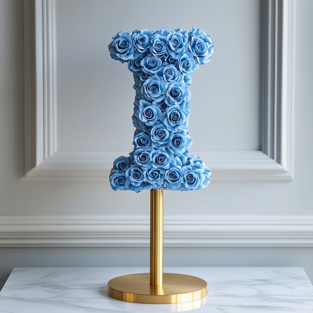 Iris Blue Rose Letter I Lamp - Imaginary Worlds