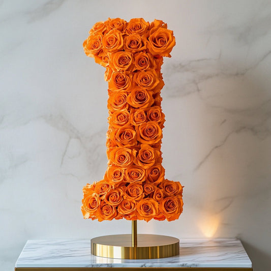 Iris Orange Rose Letter I Lamp - Imaginary Worlds