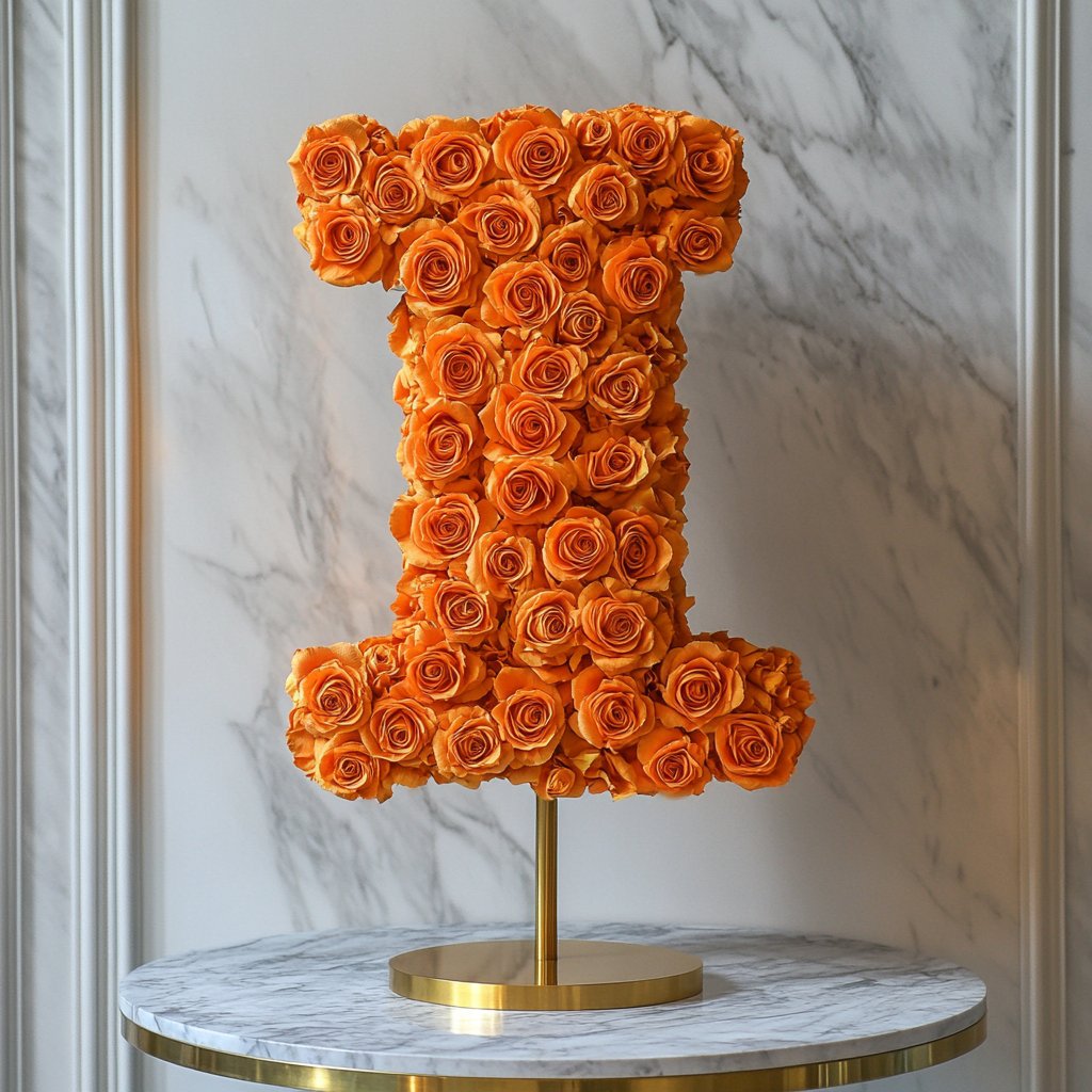 Iris Orange Rose Letter I Lamp - Imaginary Worlds