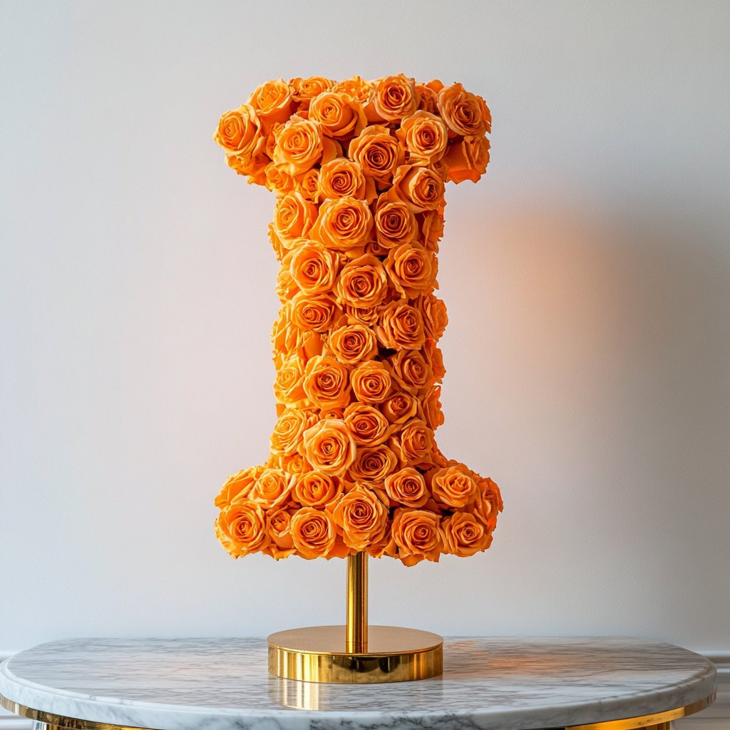 Iris Orange Rose Letter I Lamp - Imaginary Worlds