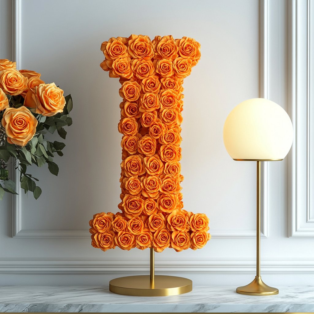 Iris Orange Rose Letter I Lamp - Imaginary Worlds