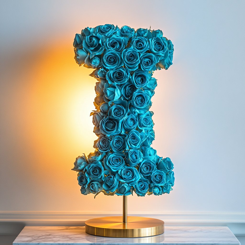 Iris Teal Rose Letter I Lamp - Imaginary Worlds