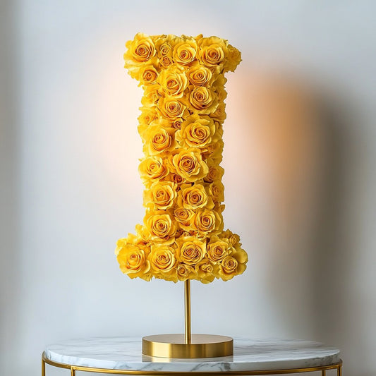 Iris Yellow Rose Letter I Lamp - Imaginary Worlds