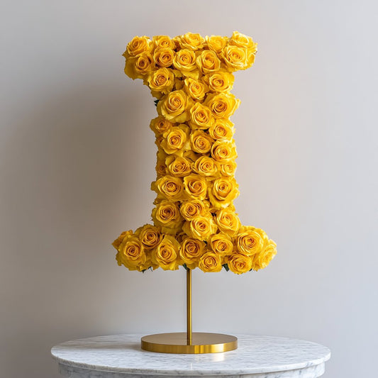 Iris Yellow Rose Letter I Lamp - Imaginary Worlds