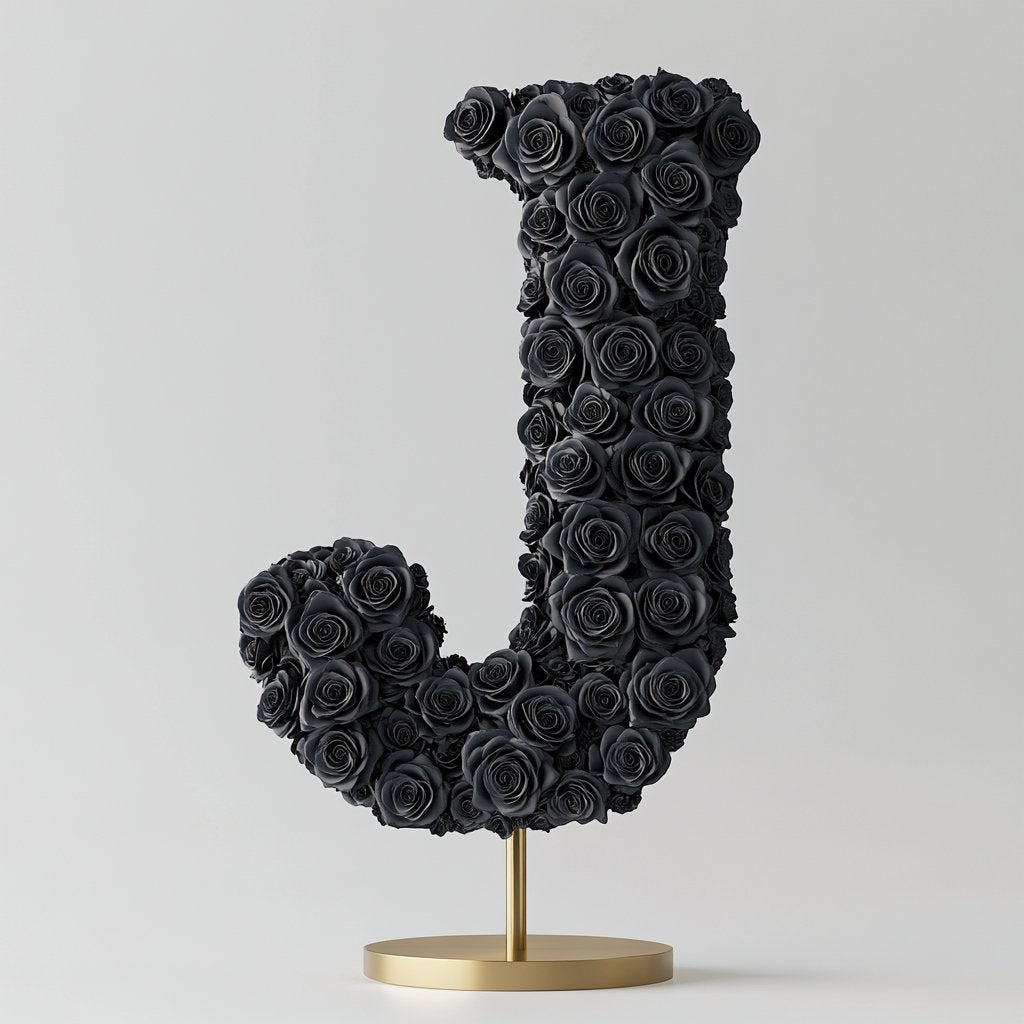 Janus Black Rose Letter J Lamp - Imaginary Worlds