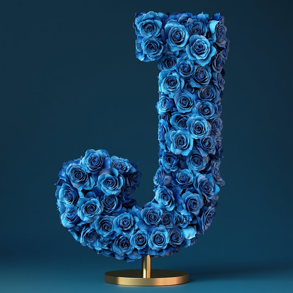 Janus Blue Rose Letter J Lamp - Imaginary Worlds