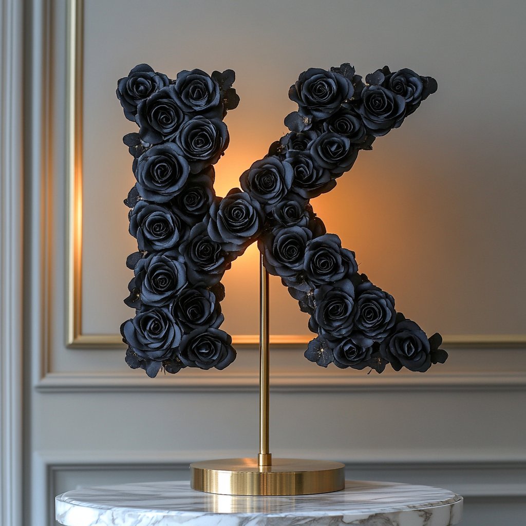 Kali Black Rose Letter K Lamp - Imaginary Worlds