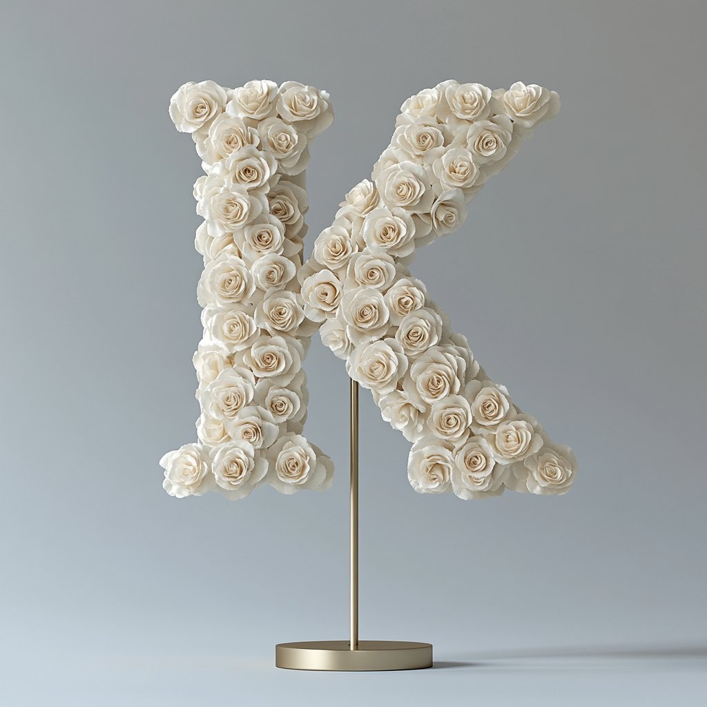 Kalliope White Rose Letter K Lamp - Imaginary Worlds