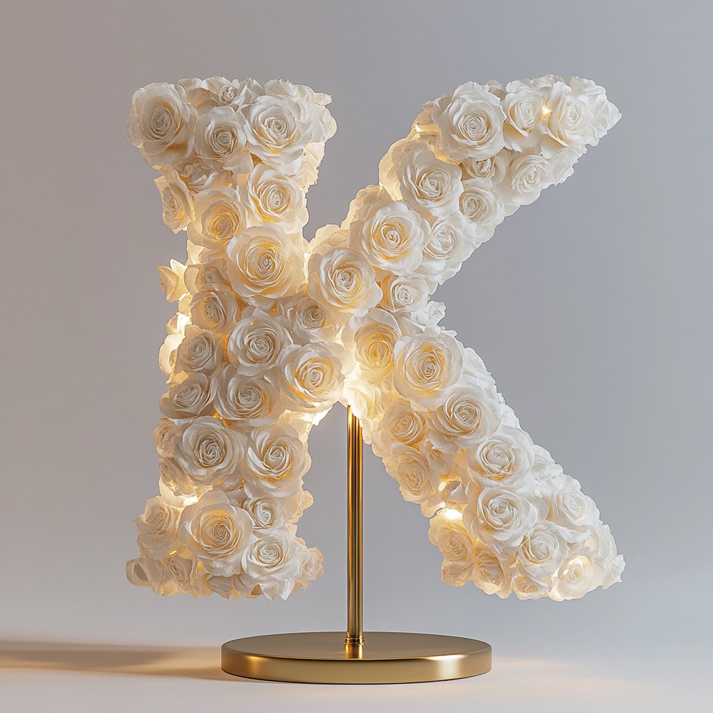 Kalliope White Rose Letter K Lamp - Imaginary Worlds