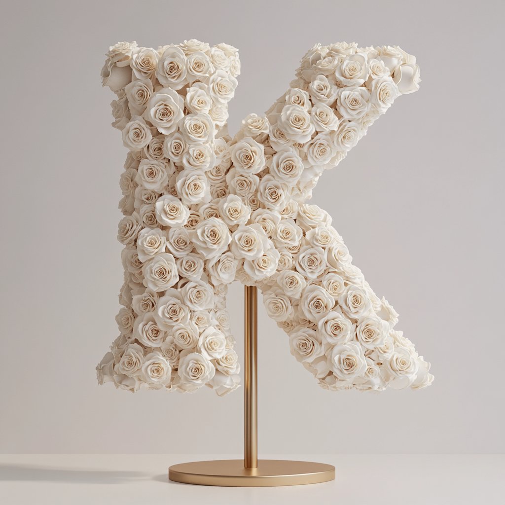 Kalliope White Rose Letter K Lamp - Imaginary Worlds