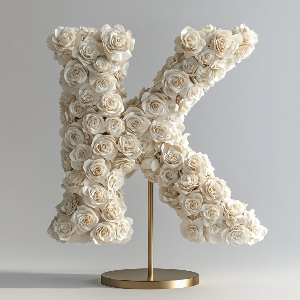 Kalliope White Rose Letter K Lamp - Imaginary Worlds