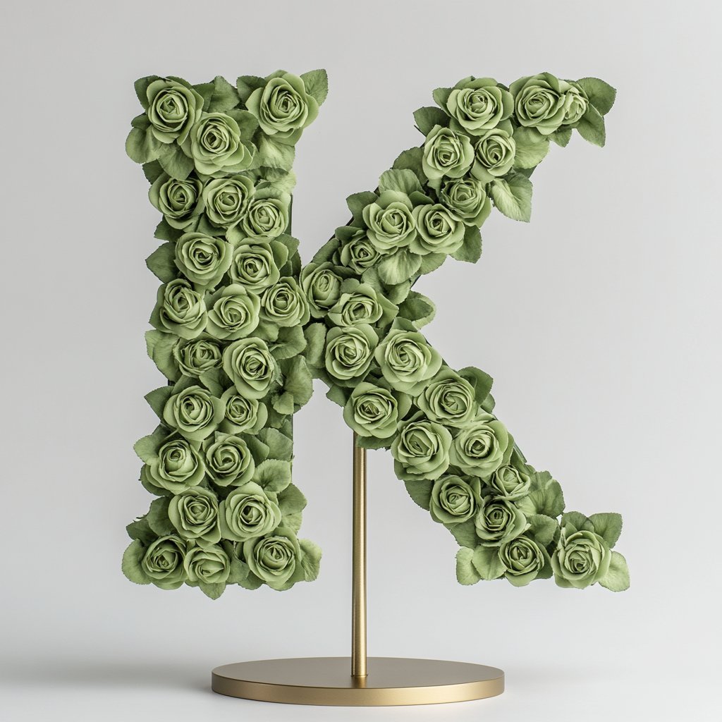 Khonsu Green Rose Letter K Lamp - Imaginary Worlds