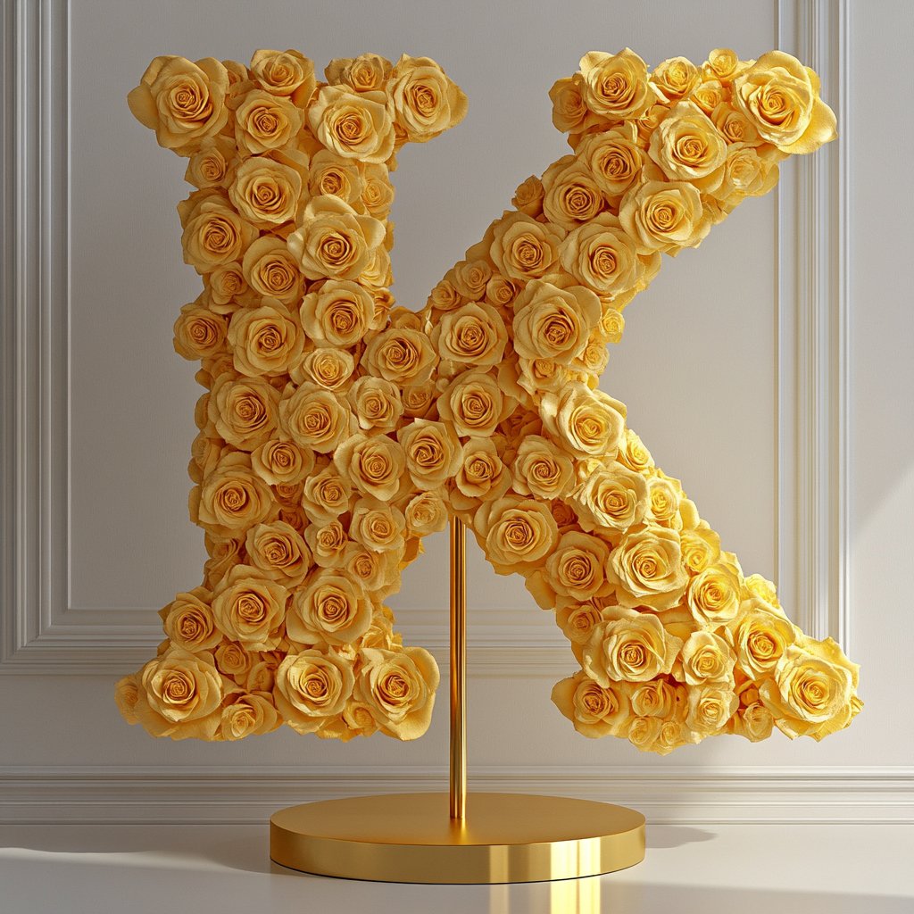 Kronos Yellow Rose Letter K Lamp - Imaginary Worlds