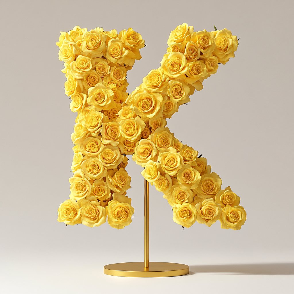 Kronos Yellow Rose Letter K Lamp - Imaginary Worlds