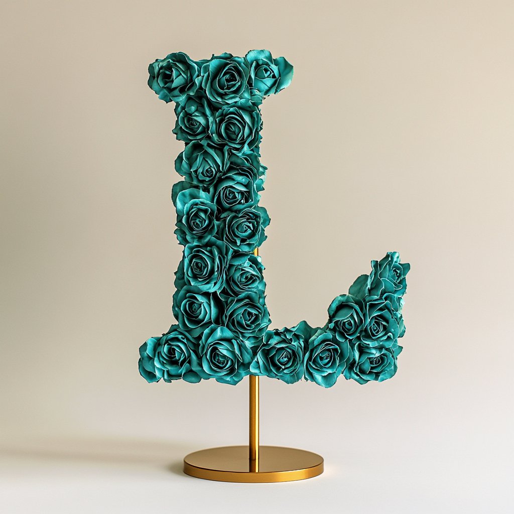 Lachesis Teal Rose Letter L Lamp - Imaginary Worlds