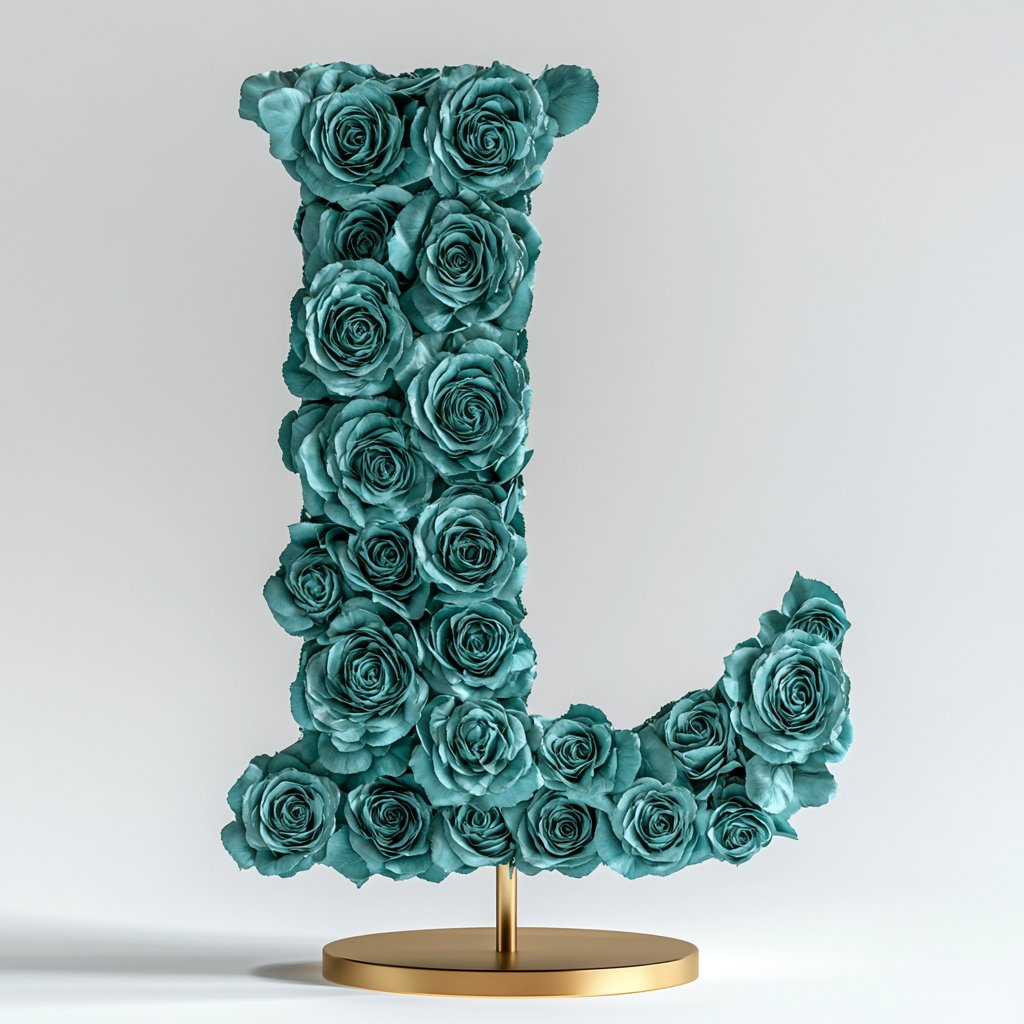 Lachesis Teal Rose Letter L Lamp - Imaginary Worlds