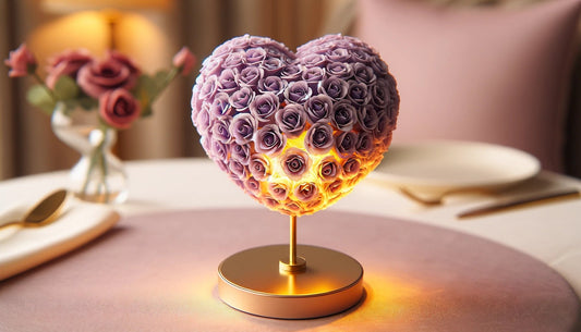 Lavender Rose Heart Lamp - Imaginary Worlds