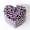 Lavender Roses in Lavender Heart - Shaped Velvet Box - Imaginary Worlds