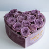 Lavender Roses in Lavender Heart - Shaped Velvet Box - Imaginary Worlds