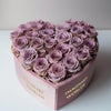 Lavender Roses in Light Pink Heart - Shaped Velvet Box - Imaginary Worlds