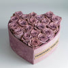 Lavender Roses in Light Pink Heart - Shaped Velvet Box - Imaginary Worlds