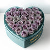 Lavender Roses in Tiffany Blue Heart - Shaped Velvet Box - Imaginary Worlds