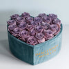 Lavender Roses in Tiffany Blue Heart - Shaped Velvet Box - Imaginary Worlds