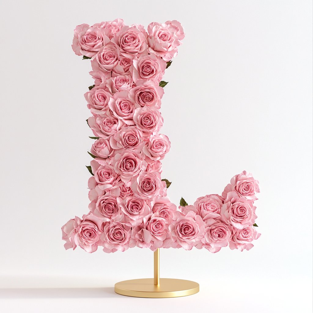 Leto Pink Rose Letter L Lamp - Imaginary Worlds