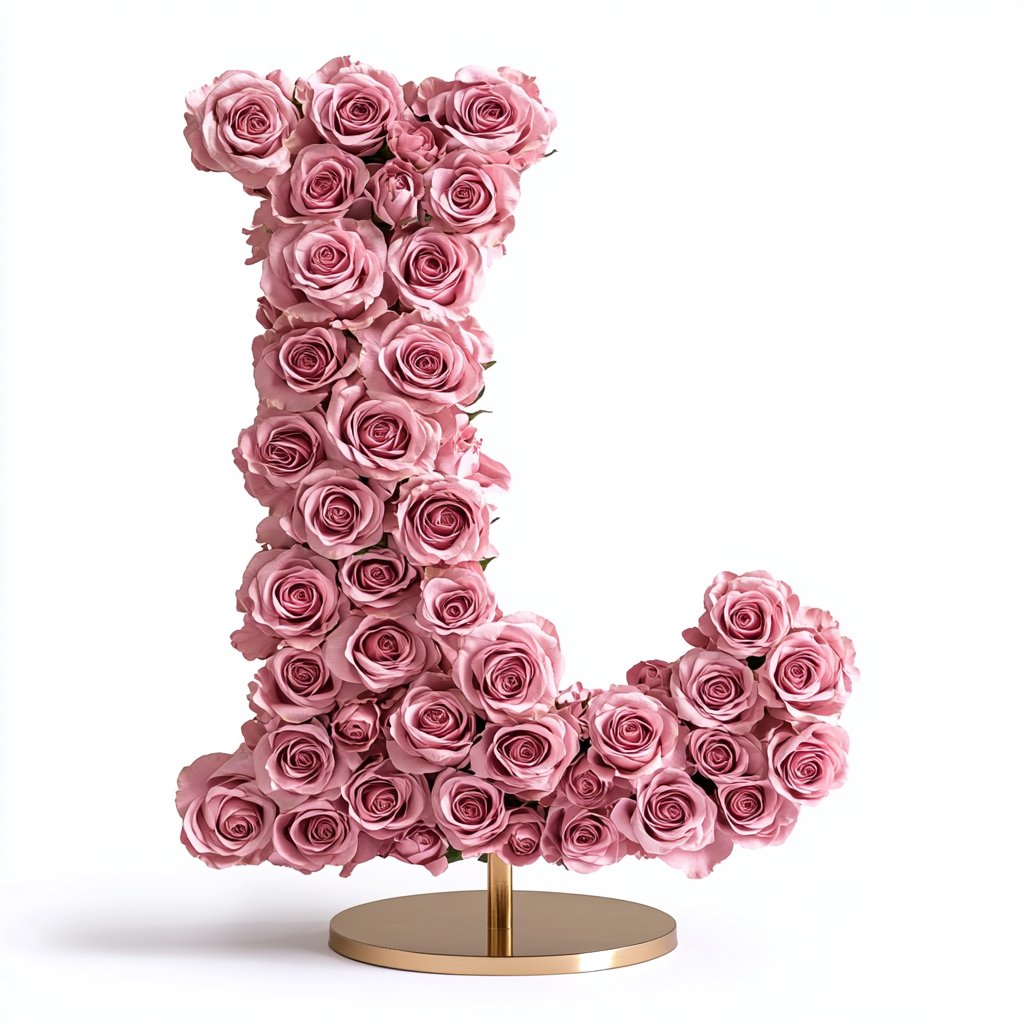 Leto Pink Rose Letter L Lamp - Imaginary Worlds