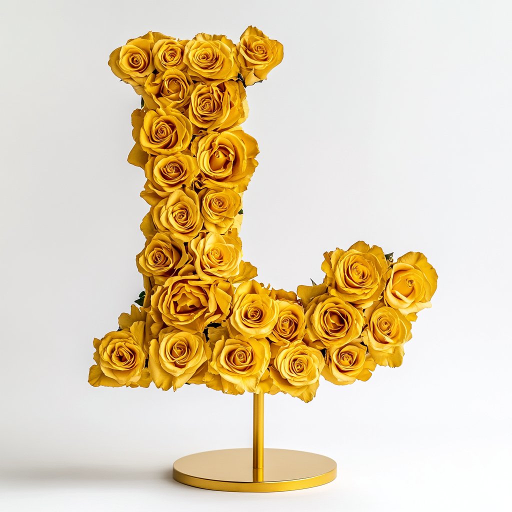 Leto Yellow Rose Letter L Lamp - Imaginary Worlds