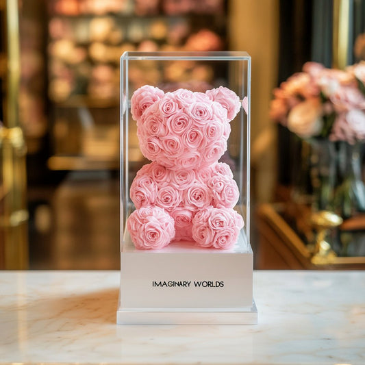 Light Pink Preserved Rose Bear - Imaginary Worlds