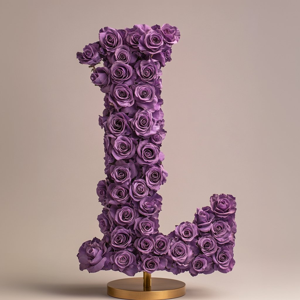 Lilith Purple Rose Letter L Lamp - Imaginary Worlds