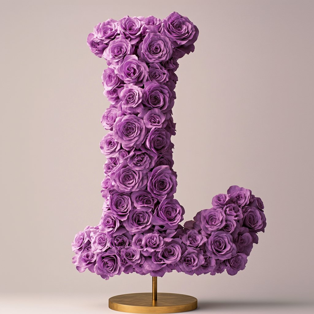 Lilith Purple Rose Letter L Lamp - Imaginary Worlds