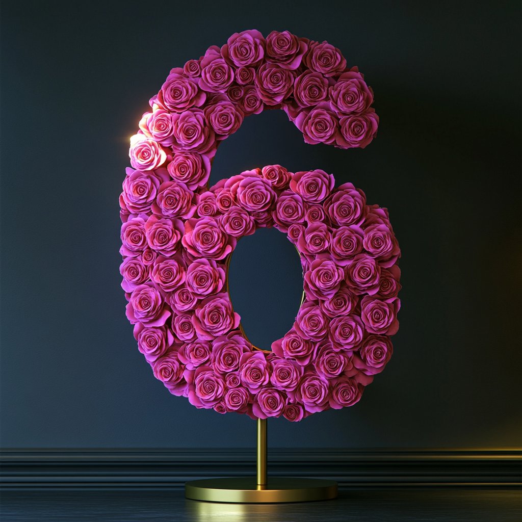 Magenta Rose Eternal Number 6 Lamp - Imaginary Worlds