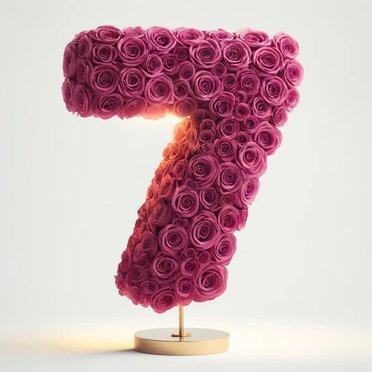 Magenta Rose Eternal Number 7 Lamp - Imaginary Worlds