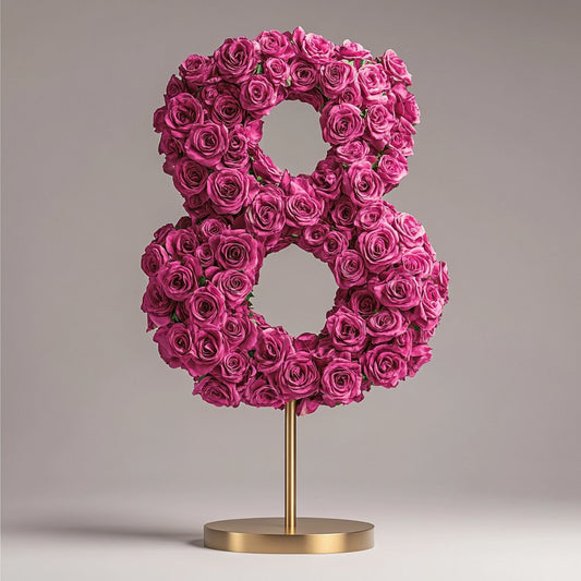 Magenta Rose Eternal Number 8 Lamp - Imaginary Worlds