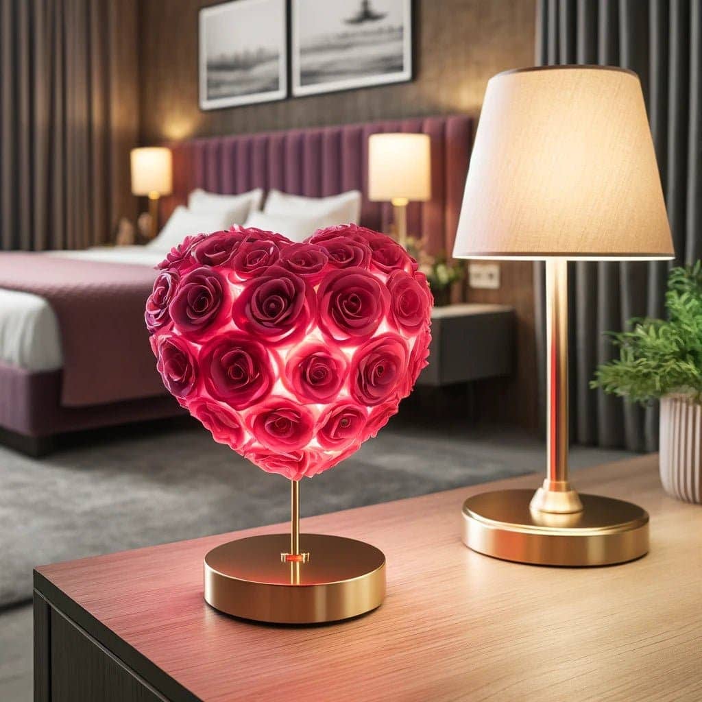 Magenta Rose Heart Lamp - Imaginary Worlds