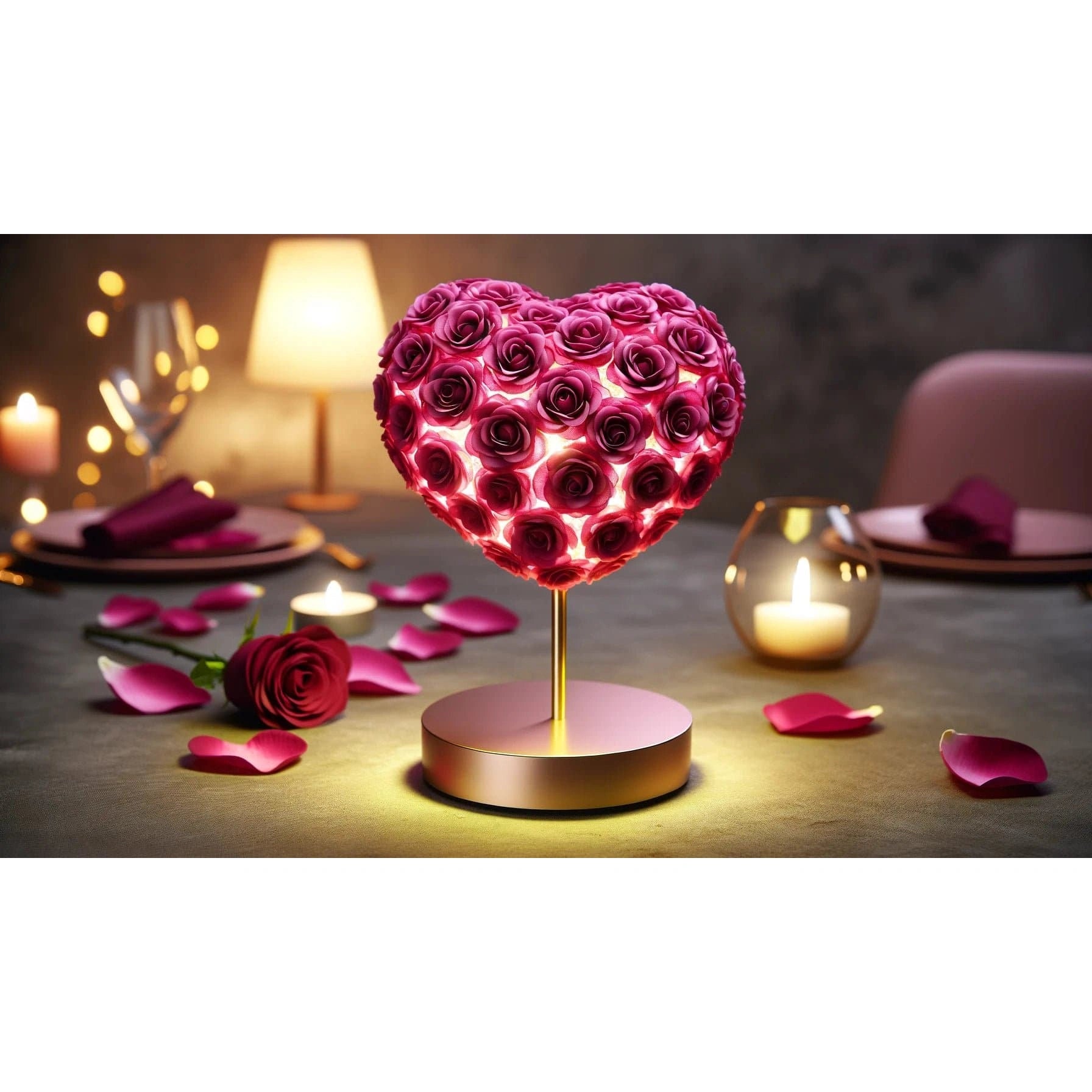 Magenta Rose Heart Lamp - Imaginary Worlds