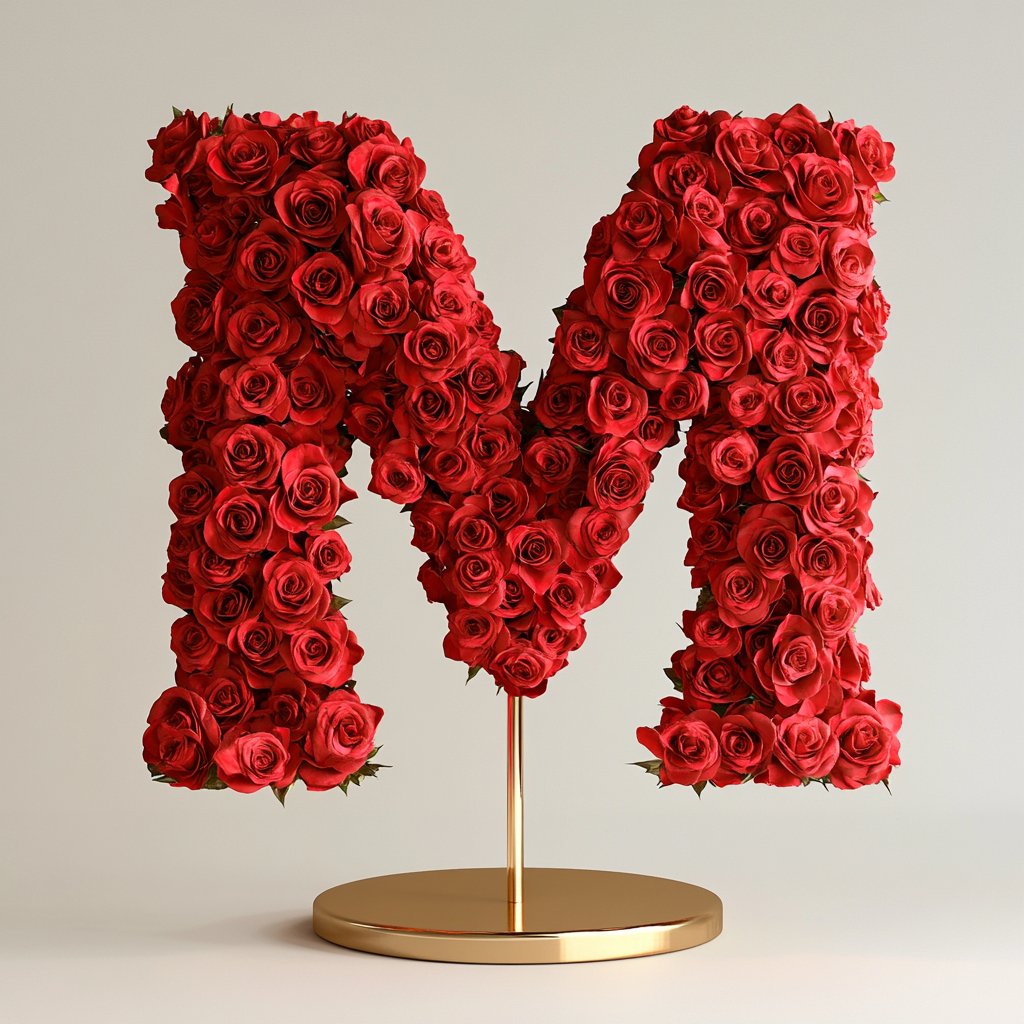 Mars Red Rose Letter M Lamp - Imaginary Worlds