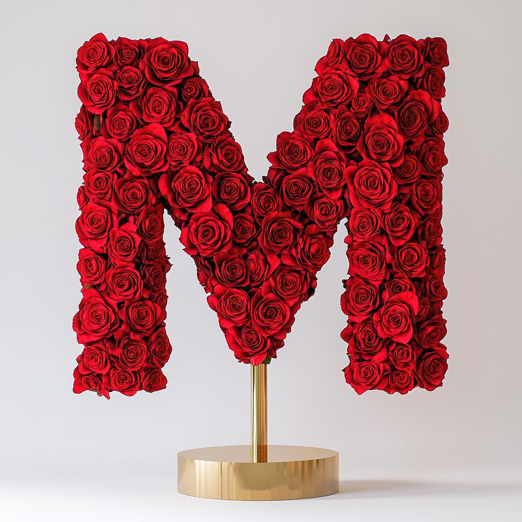 Mars Red Rose Letter M Lamp - Imaginary Worlds