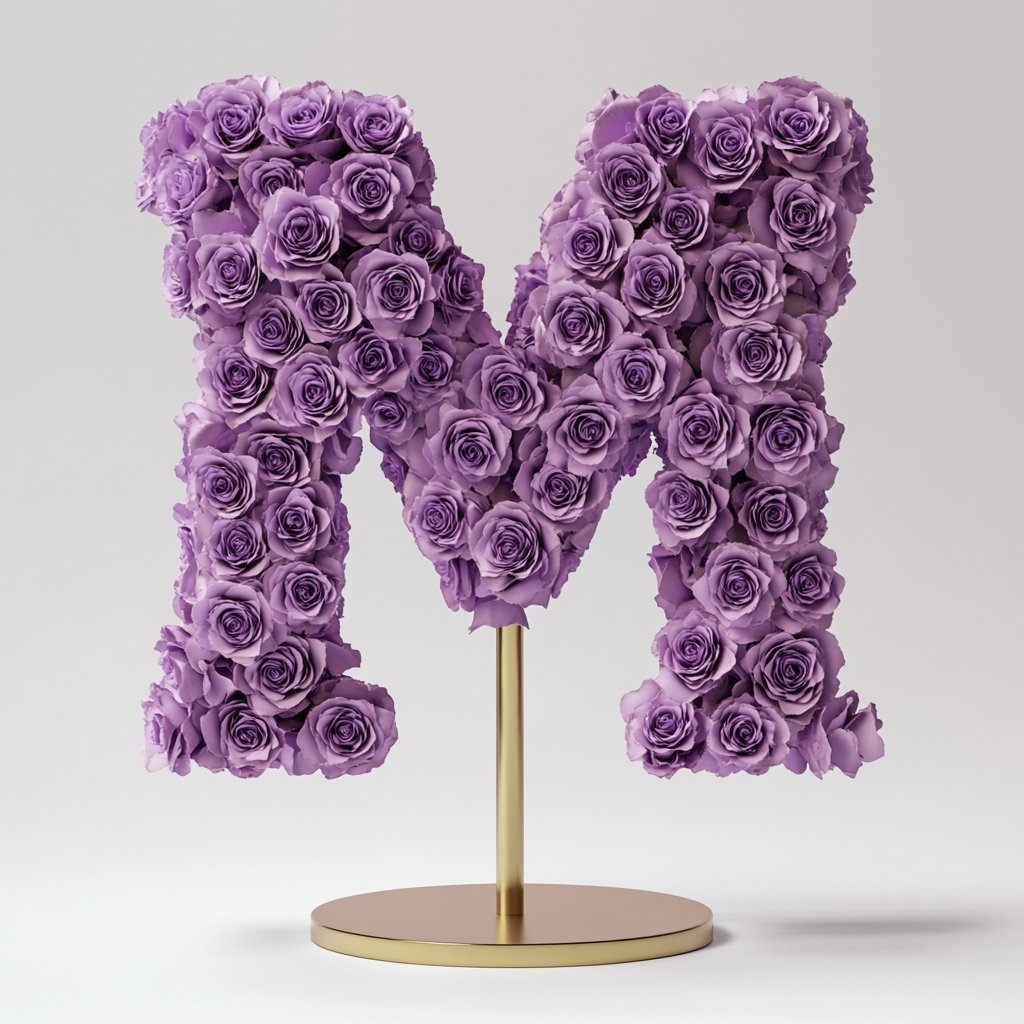 Medea Purple Rose Letter M Lamp - Imaginary Worlds