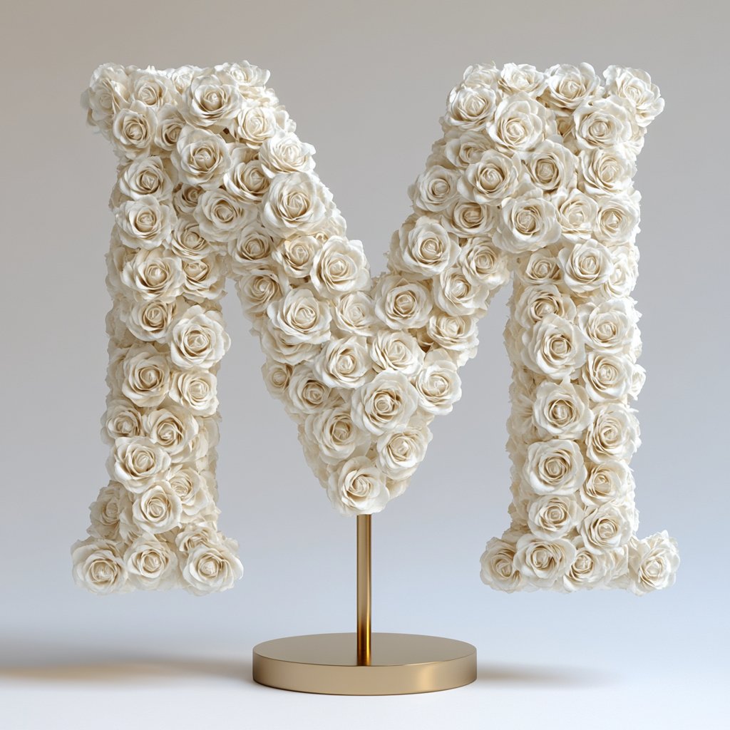 Mnemosyne White Rose Letter M Lamp - Imaginary Worlds